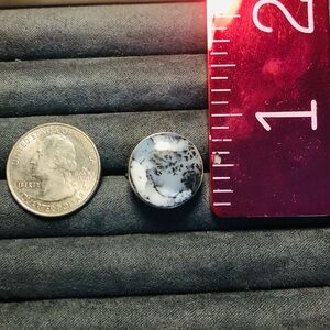 Dendritic Agate Round Cabochon - Black & White Stone